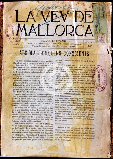 Cover of 'La Veu de Mallorca', Year 1, No. 1, 1917.