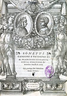 Cover of Sonetti. Canzoni e triomphi by Petrarch. Venice edition, 1540