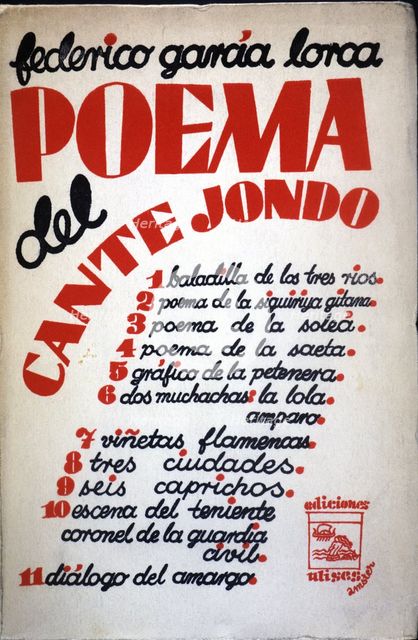 Cover of 'Poema del cante jondo' (Poem of cante jondo), by Garcia Lorca, 1st edition published by…