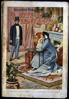 Cover of the novel The lady of the camellias published by Editorial Ramón Sopena...1935. Creator: Dumas, Alejandro, hijo, (1824-1895).