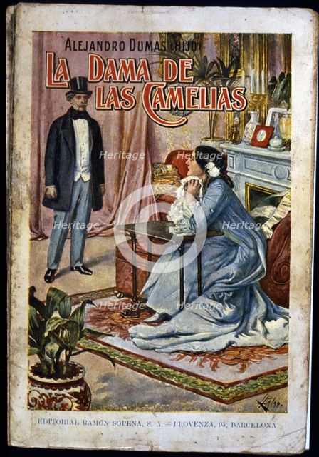 Cover of the novel 'The lady of the camellias', published by Editorial Ramón Sopena...1935. Creator: Dumas, Alejandro, hijo, (1824-1895)..