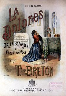 Cover of the operetta La Dolores 1895, work by composer Tomas Breton
