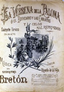 Cover of the operetta La Verbena de la Paloma , 1893, Tomas Breton composer's work