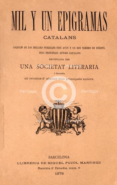 Cover of the book 'Mil y un epigramas'. Compilation of the main Catalan authors. Published in Bar…