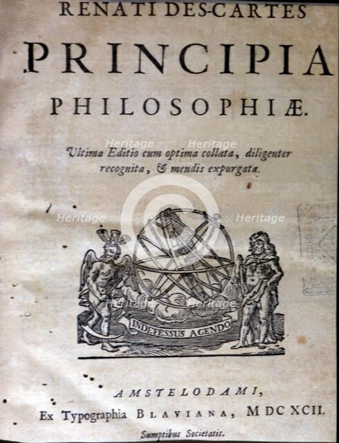 Cover of the book Principia Philosophiae by Descartes, 1692 edition.