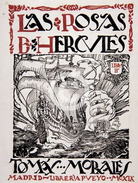 Cover of the book 'Roses of Hercules' by Tomás Morales, 1909 edition.