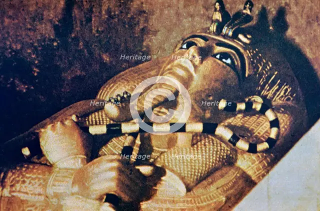 Cover of the coffin of Tutankhamen, burial chamber, tomb of Tutankhamen, Thebes, 18th Dynasty. Artist: Unknown
