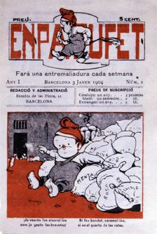 Cover of the comic En Patufet weekly magazine, Barcelona, January, 1904. Núm.13
