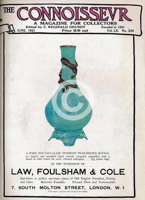 Cover of The Connoisseur, June 1921. Artist: Unknown.