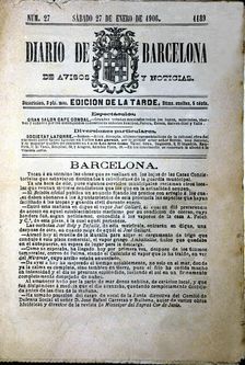 Cover of the Diario de Barcelona Nº. 27 of 27th January 1905