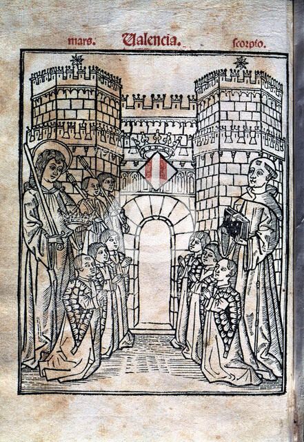 Cover of the edition printed in 1499 'Regiment de la Cosa Pública' (Regime of Public Affairs) wit…