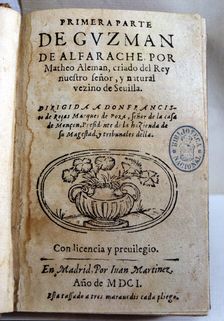Cover of the first part of the work Guzman Alfarache Mateo Alemán, published in 1601