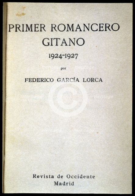 Cover of the 'First Romancero Gitano', 1924-1927, (1928) Creator: García Lorca, Federico (1898 - 1936).