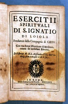 Cover of the Italian edition Esercitti spirituali di San Ignatio di Loyola printed in Rome, St…