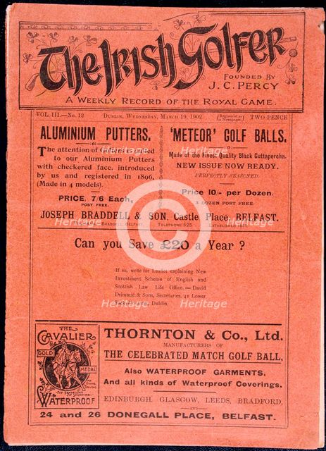 Cover of "The Irish Golfer", March 19, 1902. Creator: Unknown.