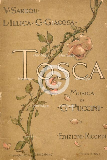 Cover of the Libretto of opera Tosca by Giacomo Puccini, 1899.