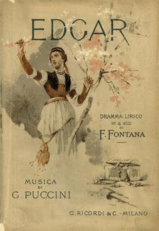 Cover of the libretto for the opera "Edgar" by Giacomo Puccini, 1888. Creator: Zuccarelli, Giovanni (1846-1897)