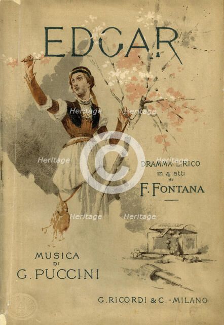 Cover of the libretto for the opera "Edgar" by Giacomo Puccini, 1888. Creator: Zuccarelli, Giovanni (1846-1897).