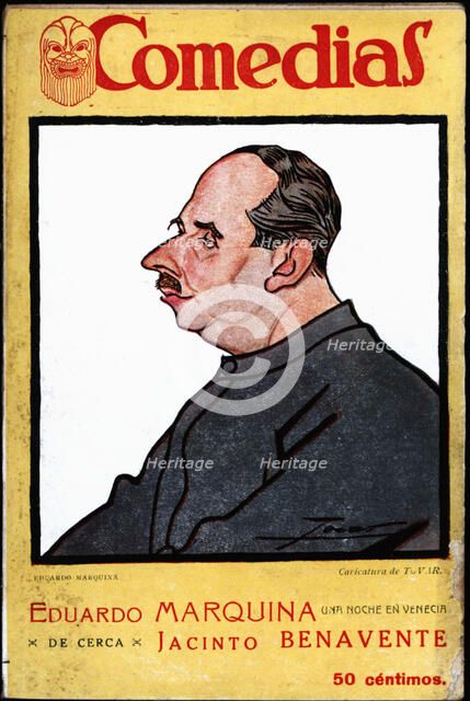 Cover of the publication 'Comedias'. Caricature of Eduardo Marquina Angulo (1879-1946). Siglo XX …