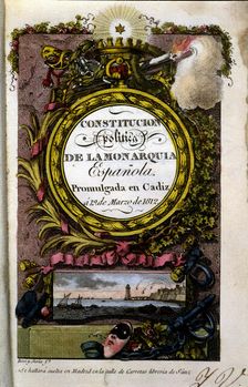 Cover of the Political constitution of the Spanish Monarchy promoted in Cadiz in 1812