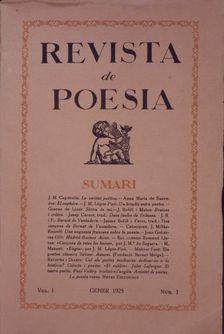 Cover of the Revista de Poesía (Poetry magazine), bimonthly, director Marià Manent, Volume 1, N…