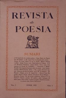 Cover of the Revista de Poesía (Poetry magazine), bimonthly, director Marià Manent, Volume 1, N…