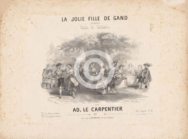 Cover of the score of the ballet La jolie fille de Gand by Adolphe Adam, 1842. Creator: Coindre, Victor (1816-1896).