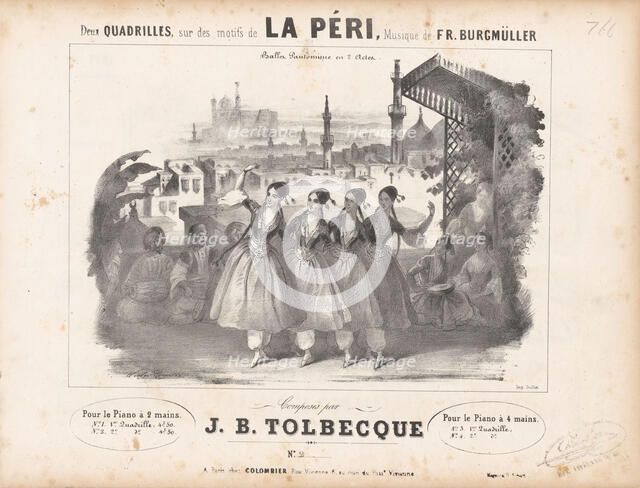 Cover of the score of the Ballet La Péri by Friedrich Burgmüller , 1843. Creator: Coindre, Victor (1816-1896).