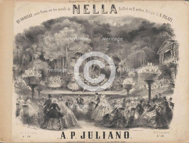 Cover of the score of the ballet Nella by Auguste Pilati, 1857. Creator: Coindre, Victor (1816-1896).