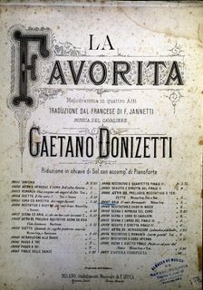 Cover of the score of the opera The Favourite by Gaetano Donizetti