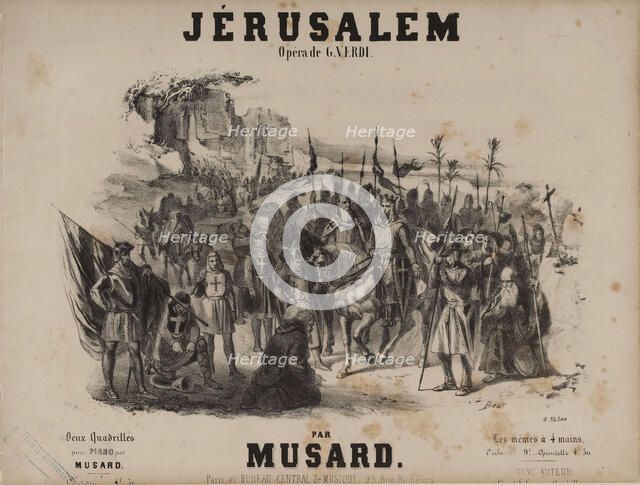 Cover of the score of the opera Jérusalem by Giuseppe Verdi, 1847. Creator: Bour, Charles (1814-1881).