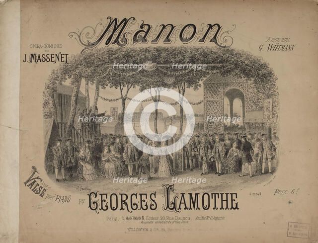 Cover of the score of the opera Manon by J. Massenet, ca 1884. Creator: Gaildrau, Jules (1816-1898).