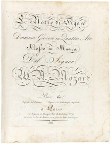 Cover of the score Le nozze di Figaro dramma giocoso in quattro atti, Between 1806 and 1810. Creator: Mozart, Wolfgang Amadeus (1756-1791)