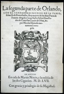 Cover of the second part of the rare edition of Orlando Furioso 1557-1558. Creator: Ariosto, Ludovico (1474 - 1533)