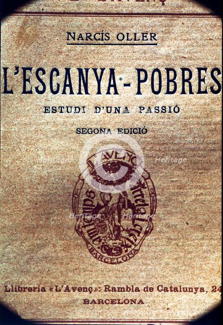 Cover of the second printed edition in Barcelona in 1909 of the work 'L'Escanya Pobre, estudi d'u…