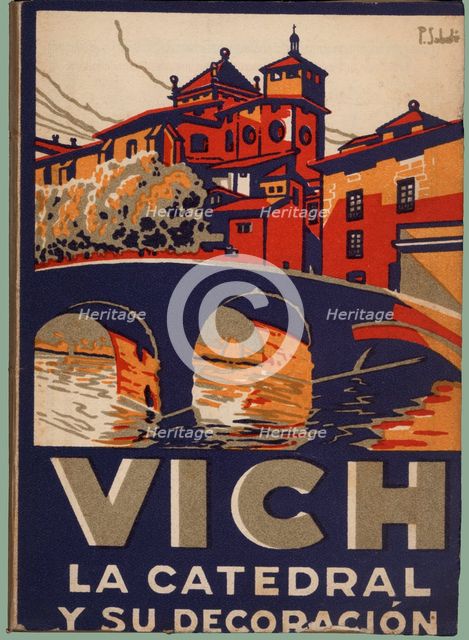 Cover of the tourist guide of the city of Vich, the Cathedral and its decoration, 1944.