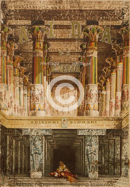 Cover of the vocal score of opera Aida by Giuseppe Verdi, ca 1872.