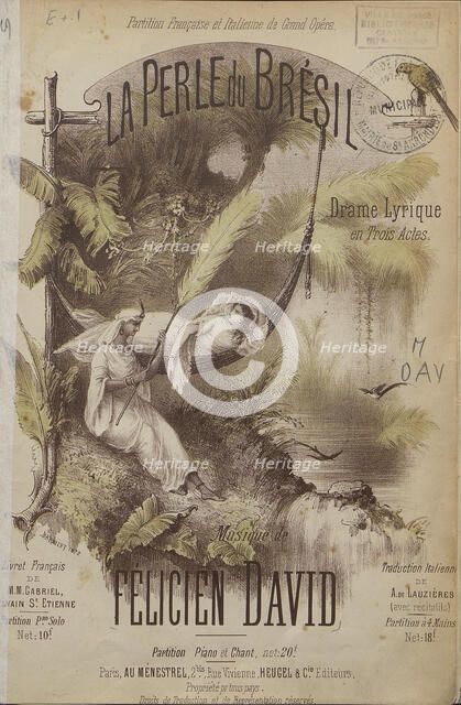 Cover of the vocal score of opera La Perle du Brésil (The Pearl of Brazil) by Félicien David, c.1884 Creator: Anonymous.