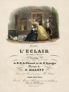 Cover of the vocal score of opera "L'éclair" by Fromental Halévy, 1836. Creator: Gavarni, Paul (1804-1866)