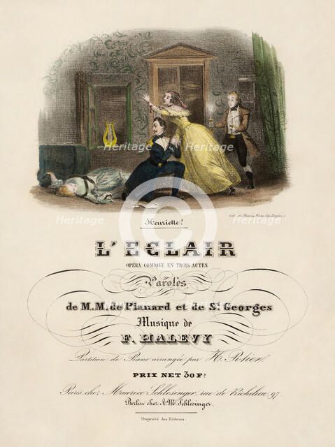 Cover of the vocal score of opera "L'éclair" by Fromental Halévy, 1836. Creator: Gavarni, Paul (1804-1866).
