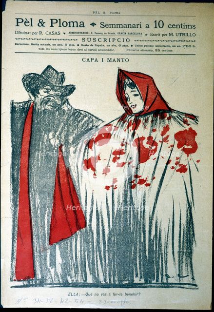 Cover of the weekly magazine 'Pel & Ploma', number 34, 20-1-1900. Creator: Casas i Carbó, Ramón (1866 - 1932).