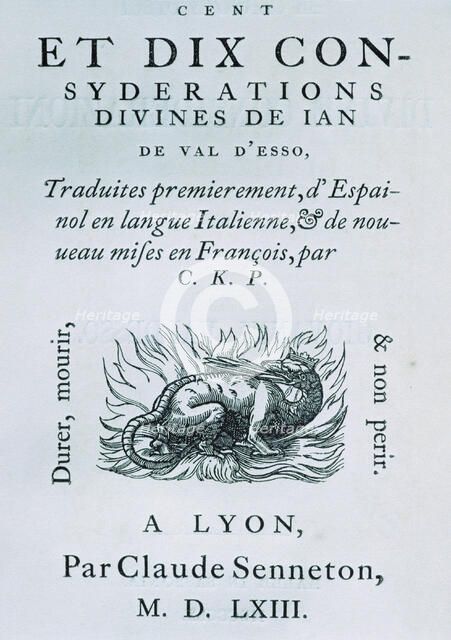 Cover of the work 'Ciento diez consideraciones divinas' (One hundred and ten divine consideration…
