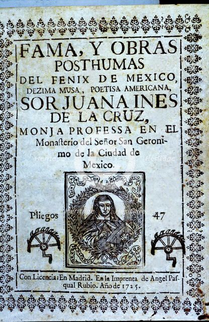 Cover of the work 'Fama y obras póstumas' (Fame and posthumous works) by Sor Juana Ines de la Cru…