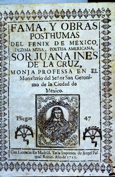 Cover of the work Fama y obras póstumas (Fame and posthumous works) by Sor Juana Ines de la Cru…
