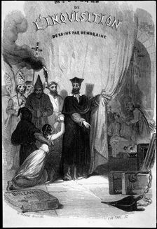 Cover of the work Mystres de l'Inquisition published in Paris in 1845. Creator: Fereal, M.V. de