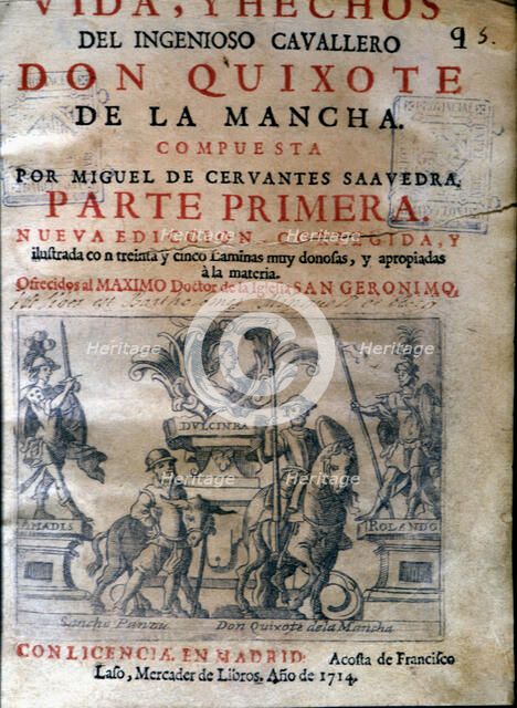 Cover of the work 'Vida y hechos del Ingenioso Caballero Don Quijote de la Mancha' (Life and fact…