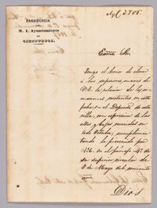 Cover letter regarding a runaway enslaved person in Cuba, November 1, 1857. Creator: Unknown