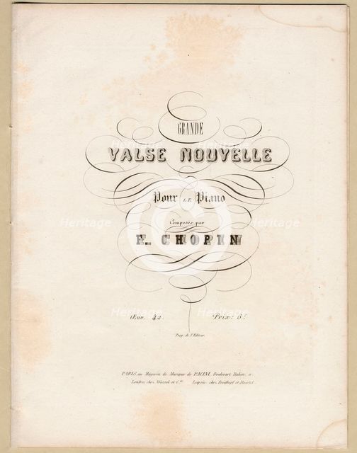 Cover page of first edition of the Grande Valse Nouvelle in A-flat Major, Op. 42, 1840.
