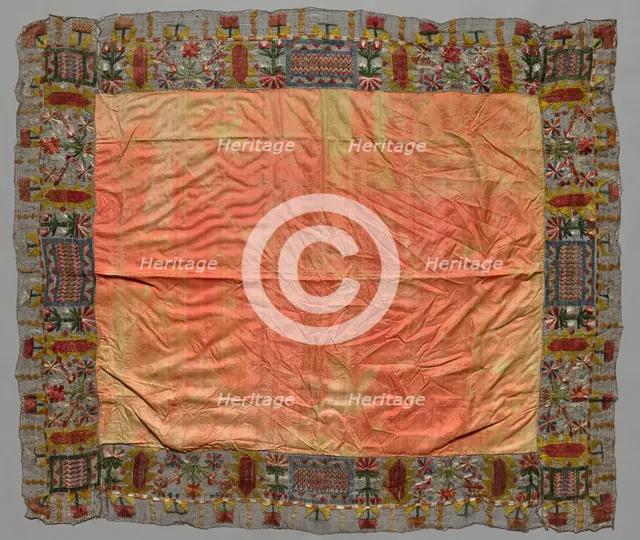 Cover with Border of Abstract Floral Motifs, 18th century. Creator: Unknown.