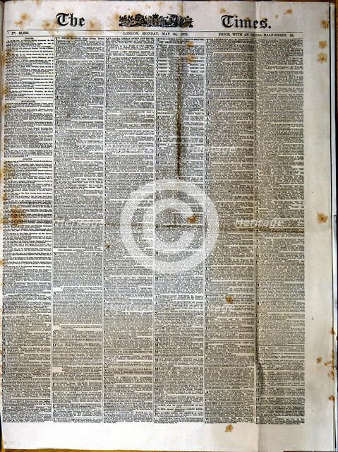 Cover the newspaper 'The Times' of Monday May 24, 1875.